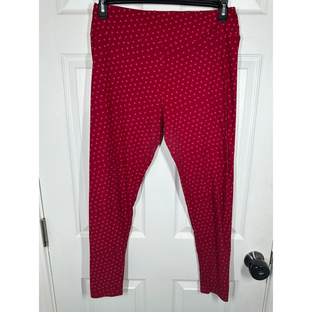 LuLaRoe Leggings Womens Tall & Curvy Red Heart Print Soft Stretch